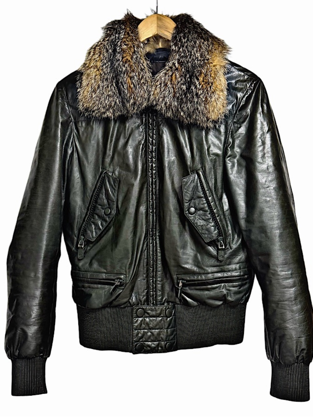 Authentic Gucci 08 FW Green Leather Fox Fur Jacket